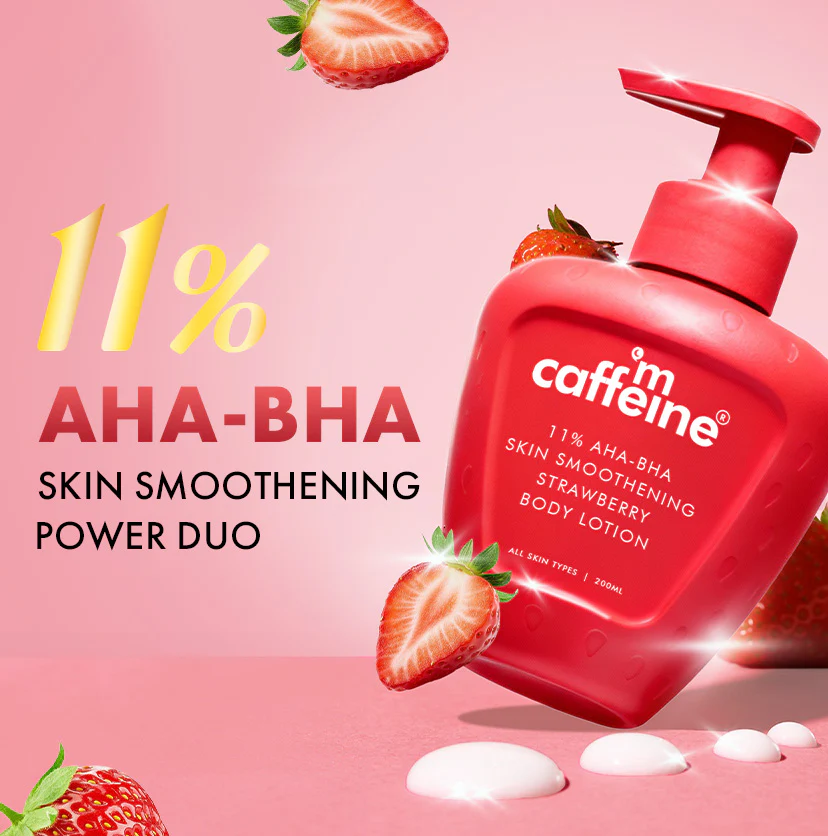 11% AHA BHA Strawberry Body Lotion for Skin Smoothening - Image 3