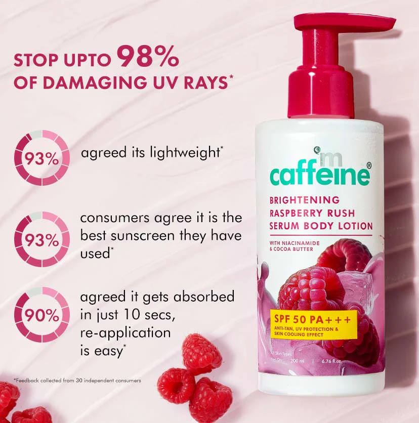 Brightening Raspberry SPF 50 PA+++ Body Sunscreen Lotion - 200 ml - Image 5